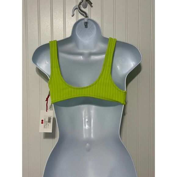 Solid & Striped Beverly Bikini Swim Top Chartreuse Rib Neon Green Medium - Picture 8 of 10